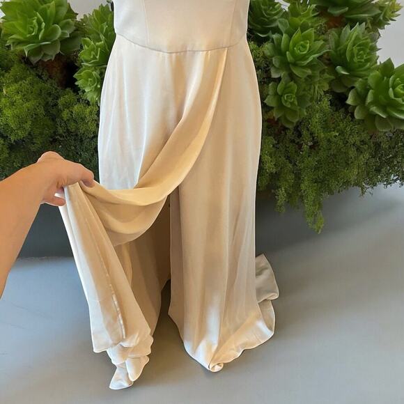 Satin Scoop Neck Formal Maxi Dress With Crepe Low Back By David’s Bridal - Picture 5 of 11